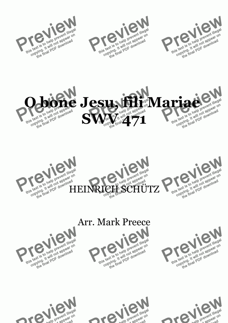 page one of Schutz - O Bone Jesu, fili Mariae SWV 471