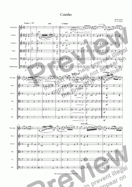 page one of Czardas - Violin & String Orchestra