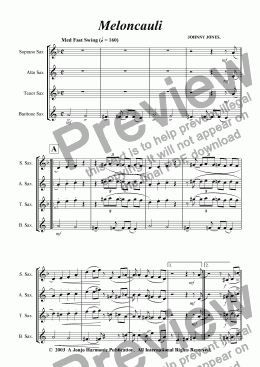 page one of Meloncauli   (Saxophone Quartet)