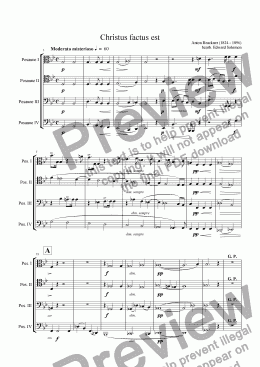 page one of Christus factus est for trombone quartet