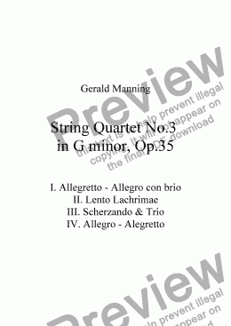 page one of MANNING, G - String Quartet No.3 in G minor, Op.35
