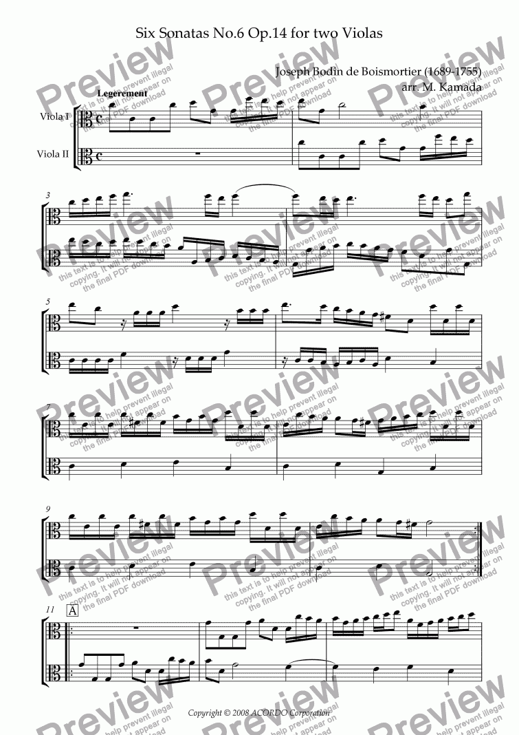 page one of Sonata (Duet) for Two Violas Op.14-6