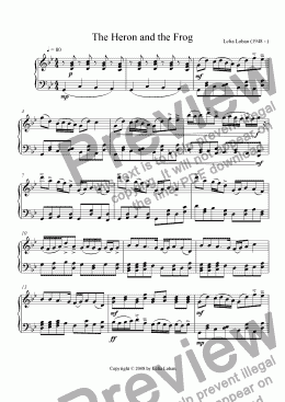 page one of The Heron and the Frog (solo piano)