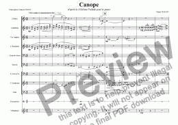 page one of Cl. DEBUSSY: "Canope", Prelude for Piano arranged for Woodwinds and Brass by François PIGUET