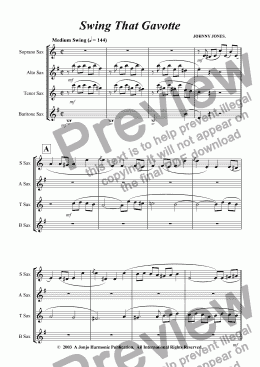 page one of Swing That Gavotte   (Saxophone Quartet)