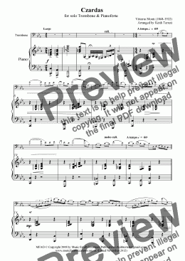 page one of Czardas for C Trombone  & Pianoforte
