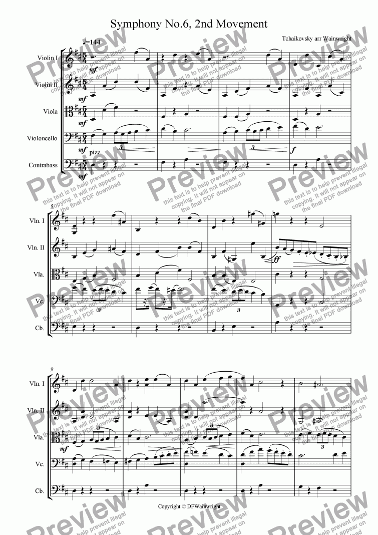 page one of Symphony No.6  2nd Movement