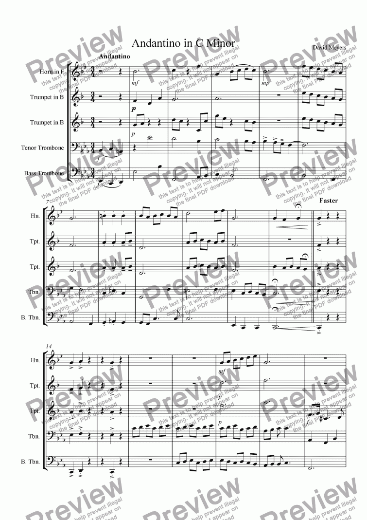 page one of Andantino in C Minor
