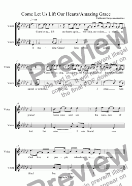 page one of Pentatonic mode Come Let Us Lift Our Hearts/Amazing Grace Medley