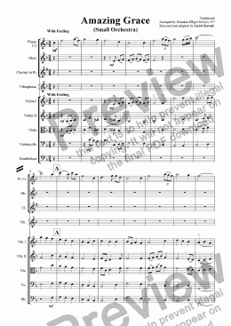 page one of Amazing Grace -  Small Orchestra