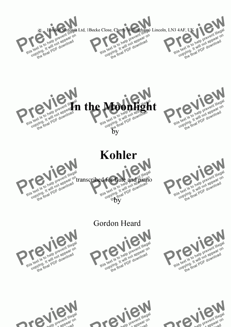 page one of Kohler, In the Moonlight