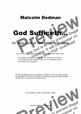 page one of God Sufficeth..