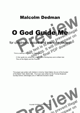 page one of O God Guide Me