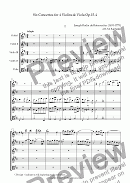 page one of Six Concertos No.4 for four Violins & Viola Op.15-4