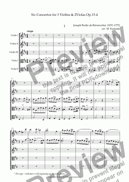 page one of Six Concertos No.4 for three Violins & two Violas Op.15-4