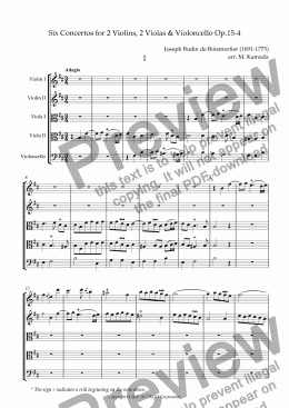 page one of Six Concertos No.4 for two Violins, two Violas & Violoncello Op.15-4