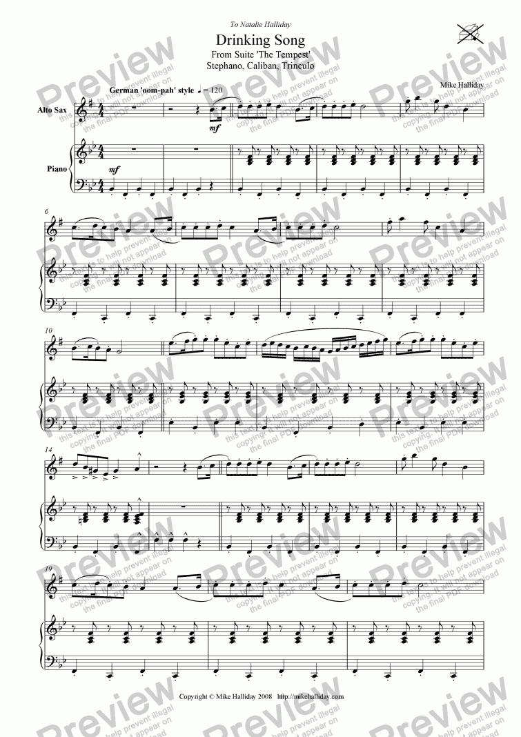 page one of 3. Drinking Song from Suite 'The Tempest'