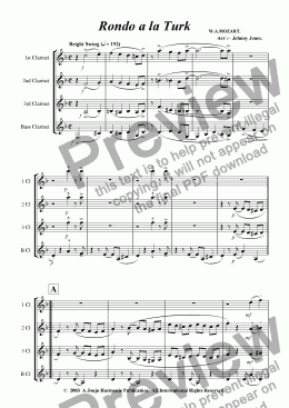 page one of Rondo a la Turk   (Clarinet Quartet)
