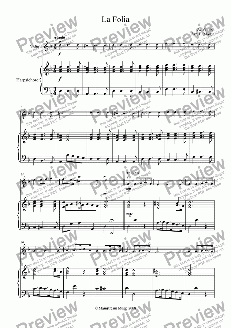 page one of La Folia - Violin & Piano