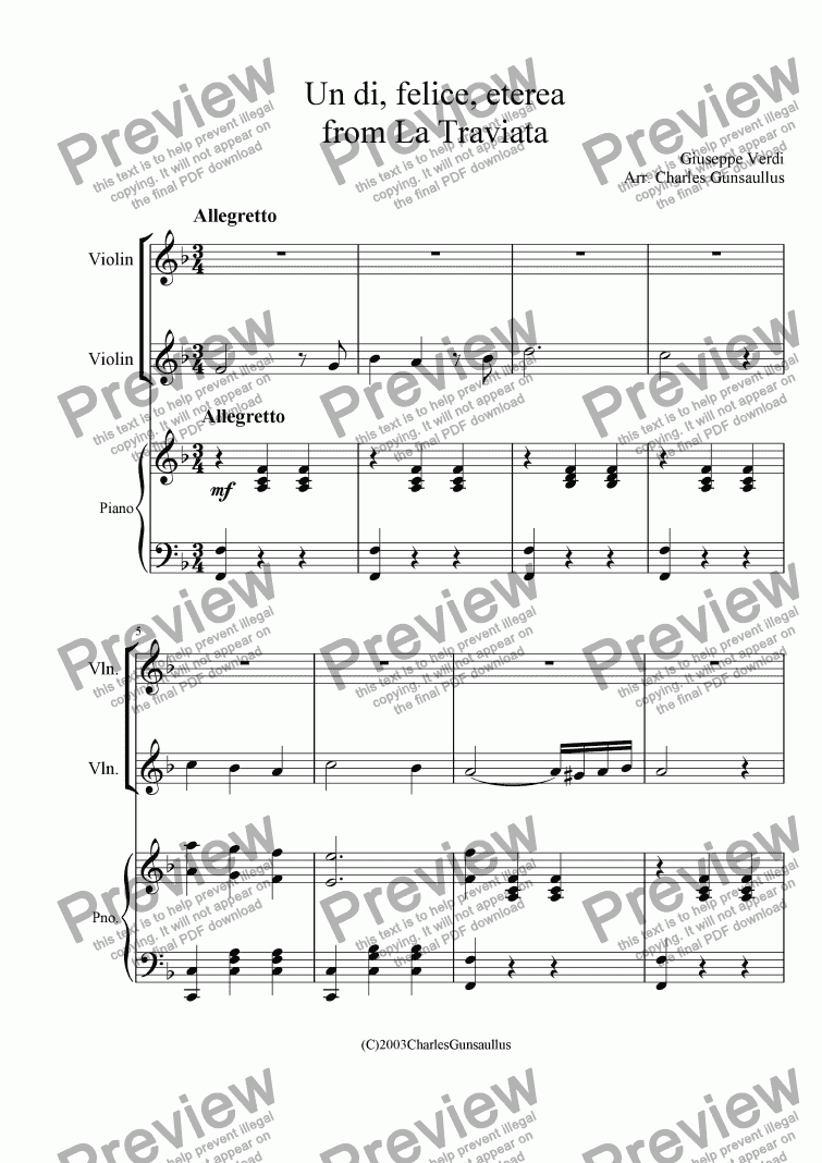 Un Di Felice Eterea From La Traviata Download Sheet Music Pdf