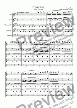 page one of Bizet - Gypsy Song from "Carmen"