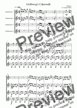 page one of Golliwog's Cakewalk (Euphonium Quartet)