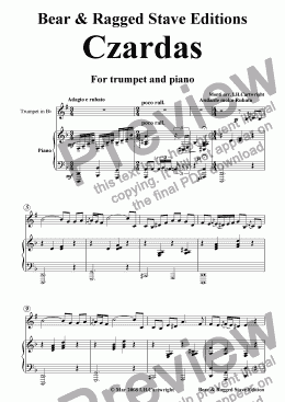 page one of Czardas for trumpet & piano