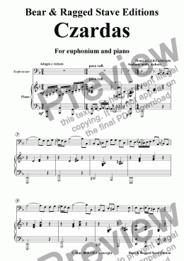 page one of Czardas For Euphonium & Piano