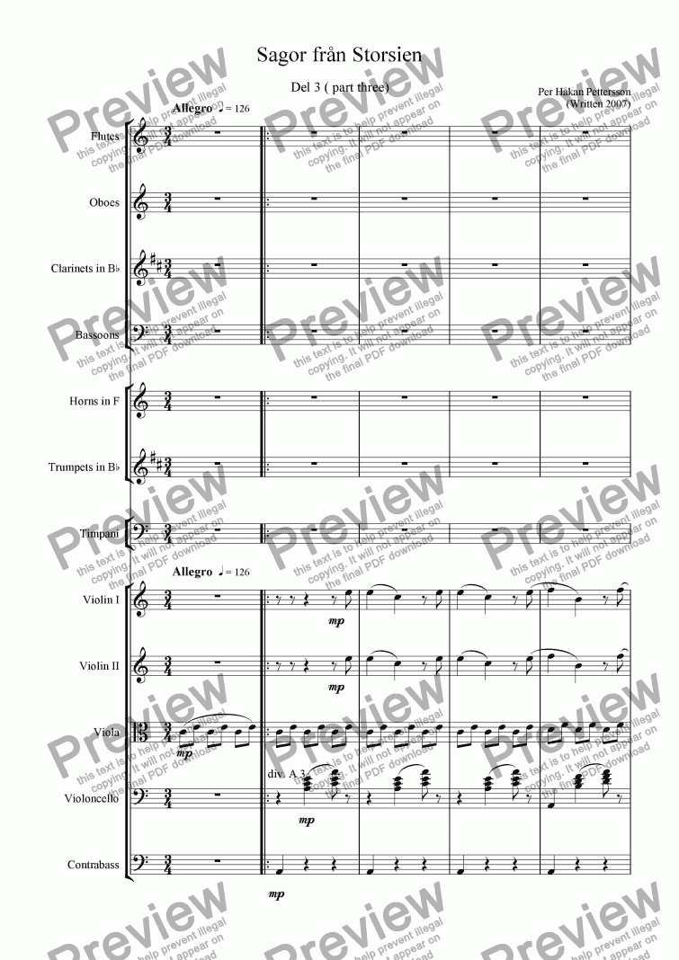 page one of Storsien Tales (part three) Orchestral
