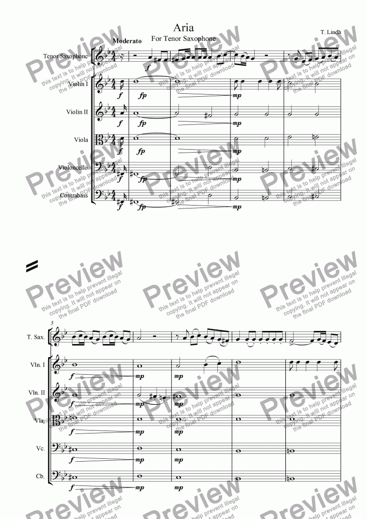page one of Saxophone Opera, Scene 2 : Aria 2