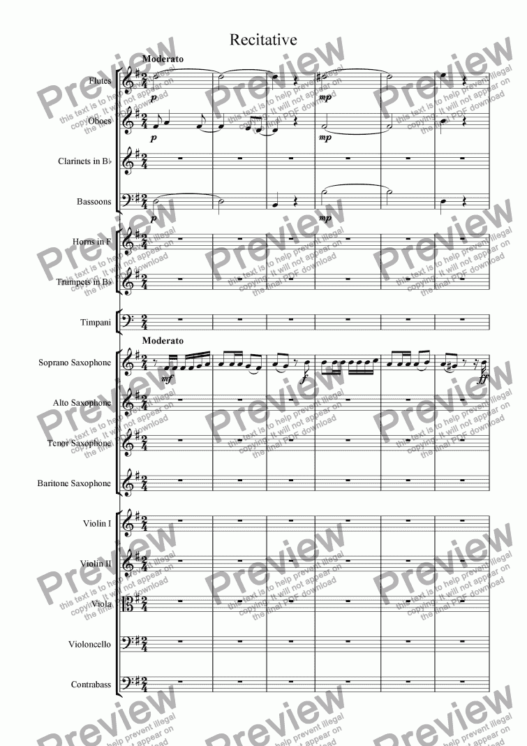 page one of Saxophone Opera, Scene 2 : Aria 5