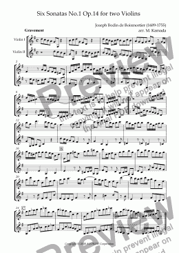 page one of Sonata (Duet) for Two Violins Op.14-1
