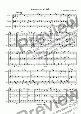 page one of Menuetto and Trio