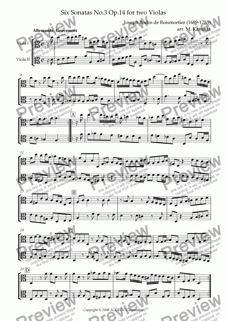 page one of Sonata (Duet) for Two Violas Op.14-3