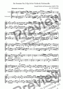 page one of Sonata (Duet) for Violin & Violoncello Op.14-3