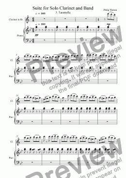 page one of Tarantella - From Suite for Clarinet and Band (piano accom)