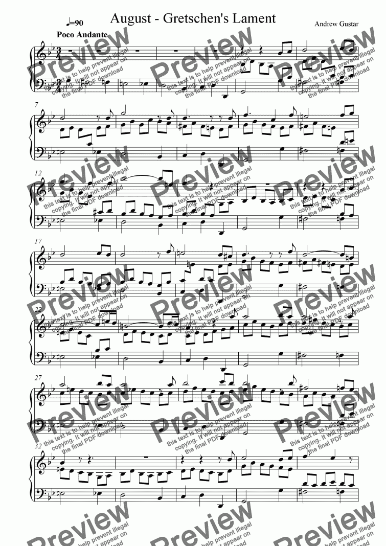 page one of August: Gretchen's Lament (2004 Suite)