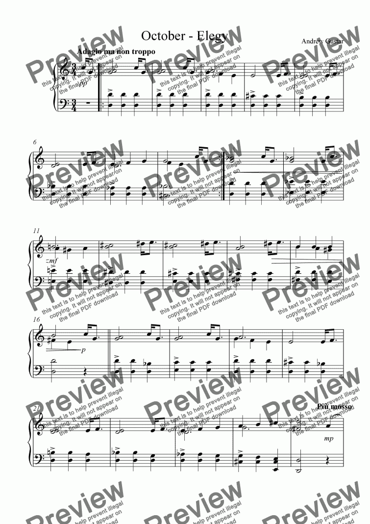 page one of October: Elegy (2004 Suite)