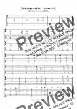 page one of Guitar Fretboard Chart (Three Octaves)