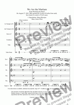 page one of We Are the Martians (brass quintet + drum)