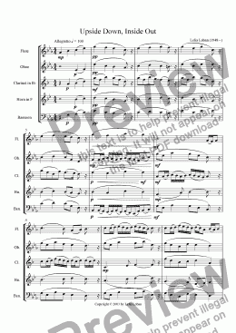 page one of Upside Down, Inside Out (wind quintet)