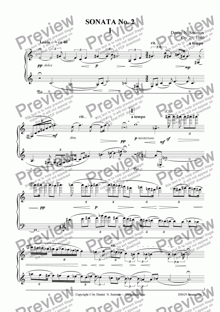 page one of PIANO SONATA No.2