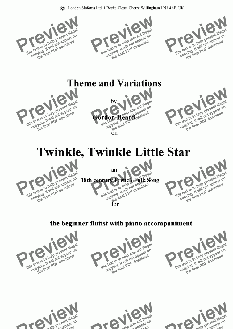 page one of Twinkle, Twinkle Little Star
