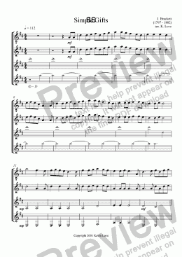 page one of Simple Gifts (Quartet)