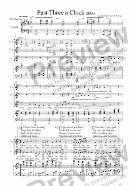 page one of Past Three a Clock (Choir SSA)