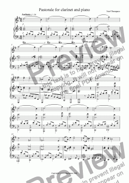 page one of Pastorale for clarinet and piano - re-edited