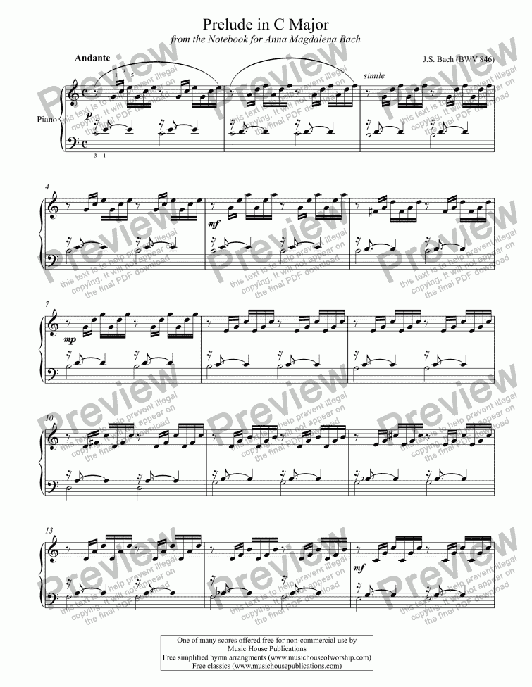 page one of Prelude in C Major (BWV 846)