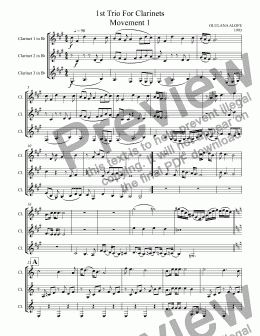 page one of 1st Trio For Clarinets Movement 1