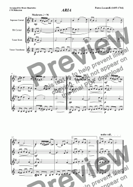 page one of Aria (Brass Quartette)