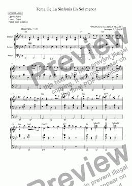 page one of Tema De La Sinfonia En Sol menor